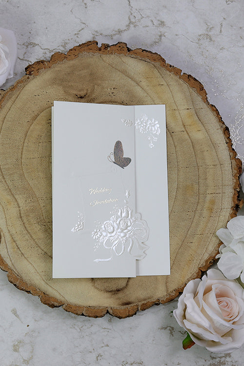 Load image into Gallery viewer, Folded gold butterfly wedding invitation Card Panache 2024
