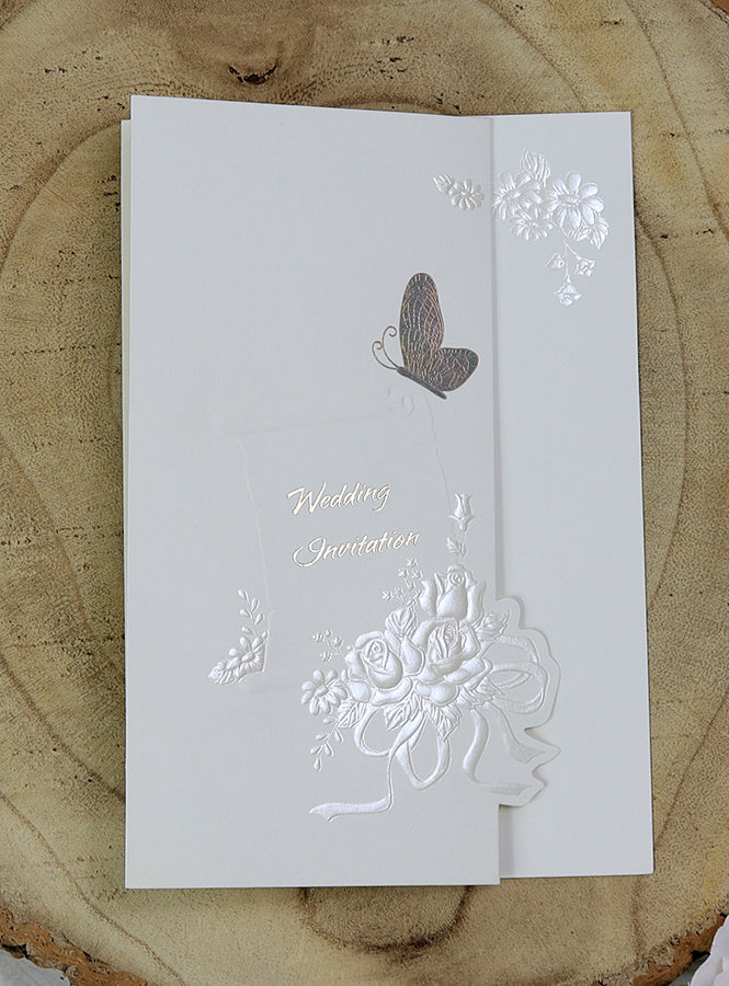 Folded gold butterfly wedding invitation Card Panache 2024