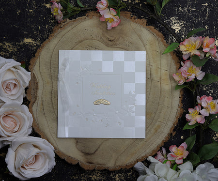 Panache 2028 Chequered rings, floral ribbon invitation