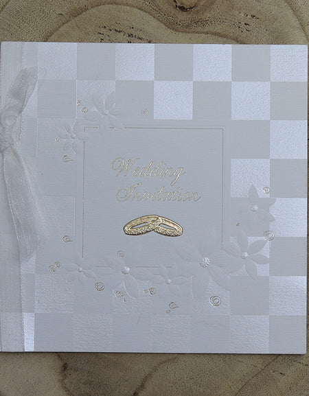 Panache 2028 Chequered rings, floral ribbon invitation