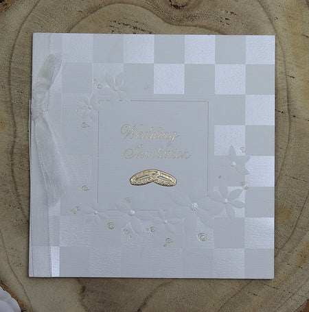 Panache 2028 Chequered rings, floral ribbon invitation