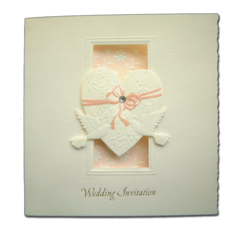 Cherish 2029W Forever together doves of love off white wedding invitations