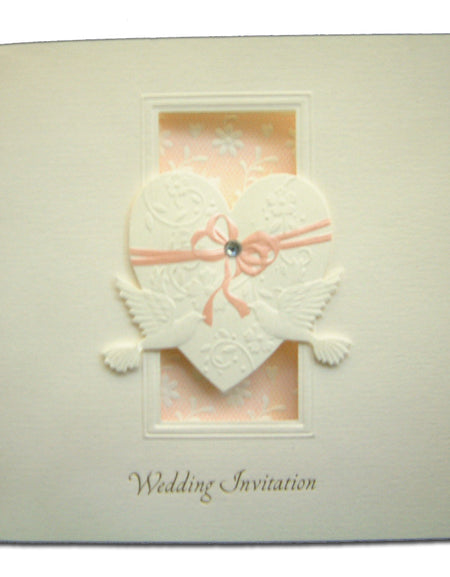 Cherish 2029W Forever together doves of love off white wedding invitations