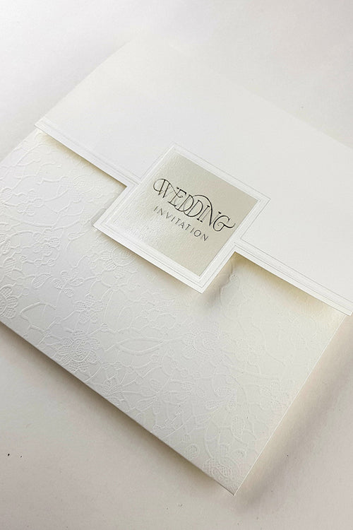 Load image into Gallery viewer, Budget Square Ecru Foiled embossed wedding invitation - Panache 2039
