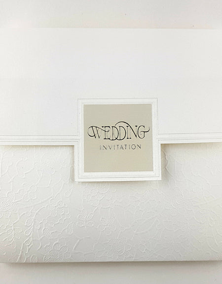 Budget Square Ecru Foiled embossed wedding invitation - Panache 2039