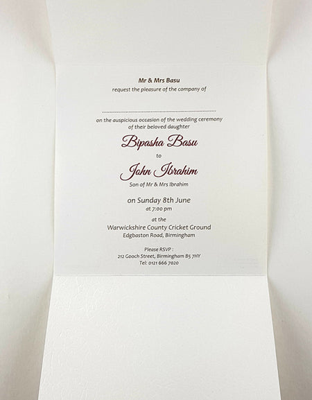 Budget Square Ecru Foiled embossed wedding invitation - Panache 2039