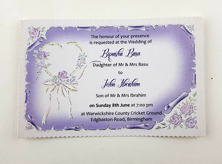 Floral Simple Cheap invitation in Lilac ABC 2069