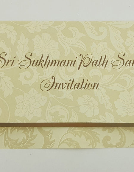 ABC 2127 Sukhmani Sahib Path Invitation Card - Ivory Design with Floral Background