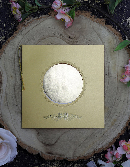 Vintage Old Gold Marriage invitation card 2190W