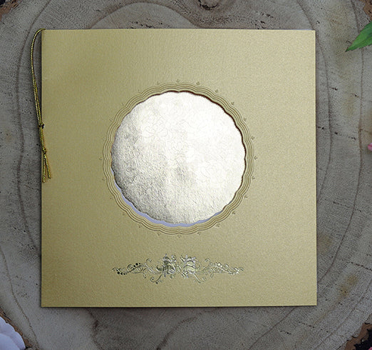 Vintage Old Gold Marriage invitation card 2190W