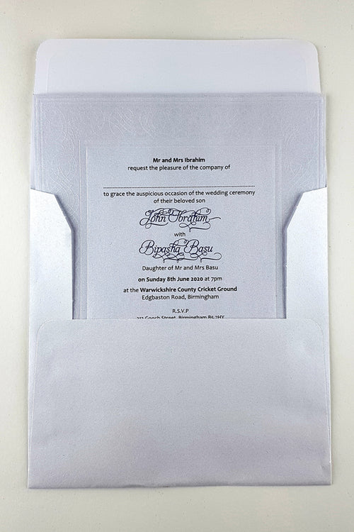 Load image into Gallery viewer, SC 2566 Pearl White embossed square invitation
