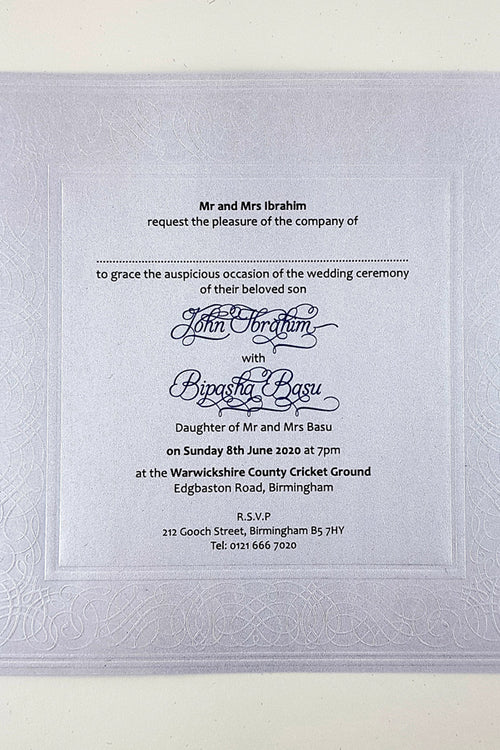 Load image into Gallery viewer, SC 2566 Pearl White embossed square invitation
