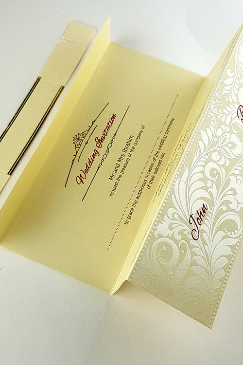 Load image into Gallery viewer, SC 2619 Elegant Ivory Band floral Wedding Invitation Design

