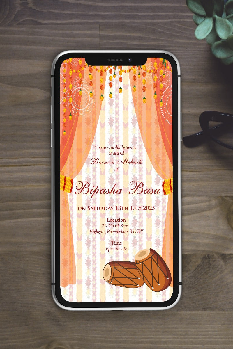 Paperless Digital Mehndi/ Dholki / Sangeet Invitation 302