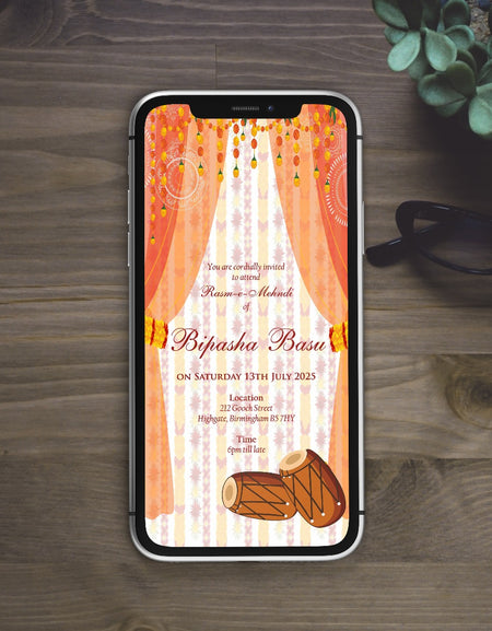 Paperless Digital Mehndi/ Dholki / Sangeet Invitation 302