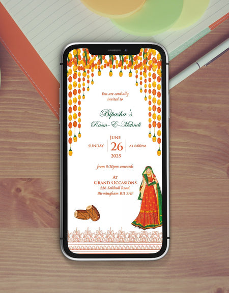 Paperless Digital Mehndi/ Dholki / Sangeet Invitation 304