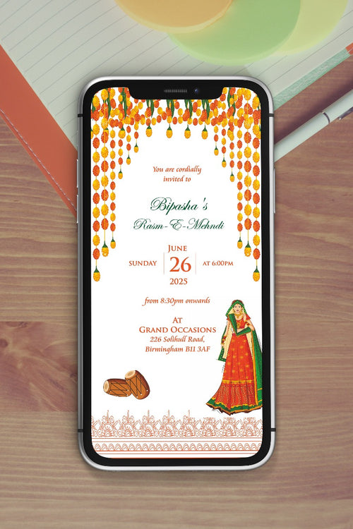 Load image into Gallery viewer, Paperless Digital Mehndi/ Dholki / Sangeet Invitation 304
