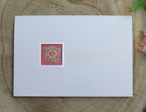 Load image into Gallery viewer, Vintage Muslim Invitation Card with Quranic Verse Translation in Ivory and Red 3065
