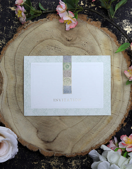Gentle colours damask border Party Invite Panache 3070