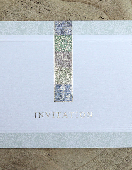 Gentle colours damask border Party Invite Panache 3070