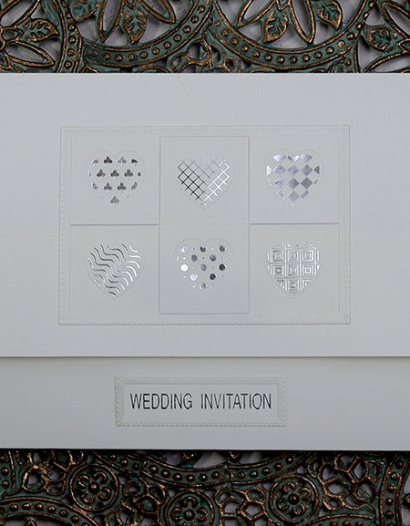 Dainty silver hearts formal budget invitations - 3075