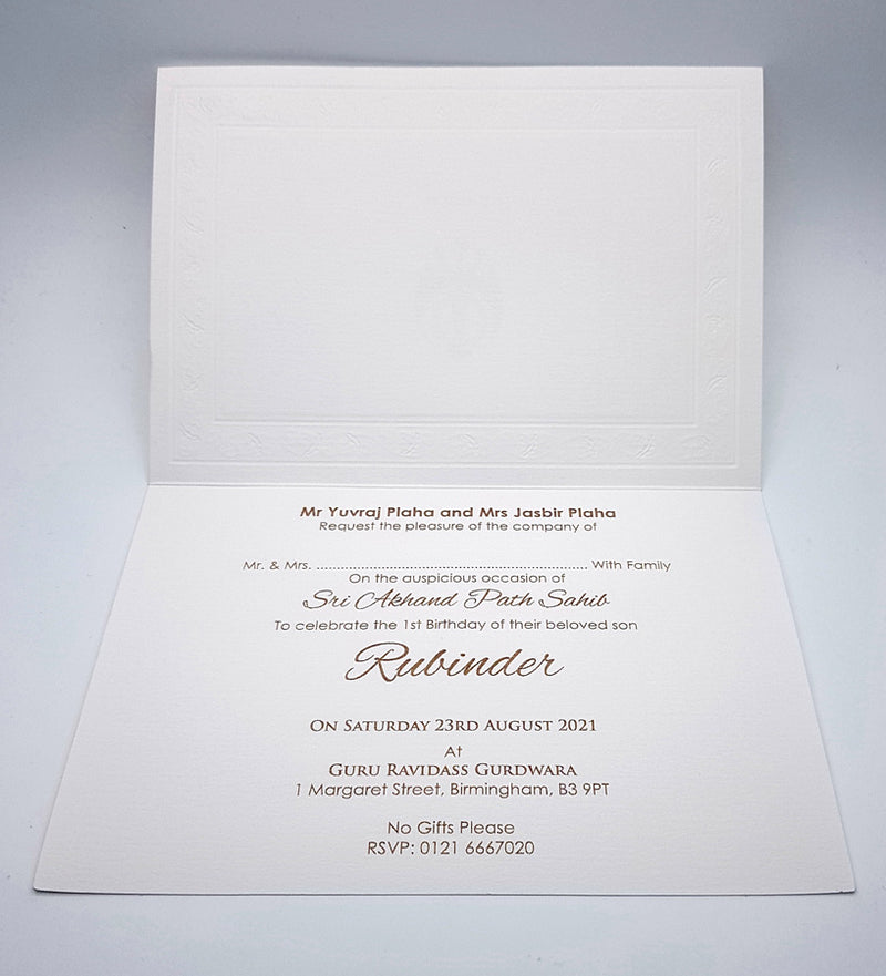 Panache 3077 Embossed Akhand Path Invitation