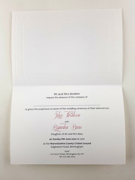 Panache 3077 Ivory nouveau floral embossed card
