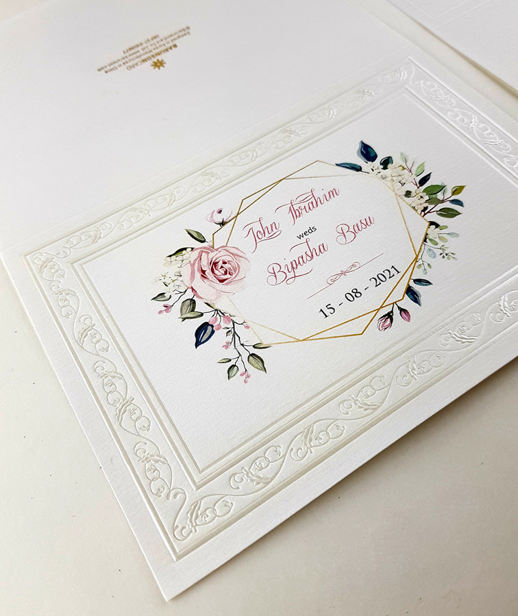 Panache 3077 Ivory nouveau floral embossed card