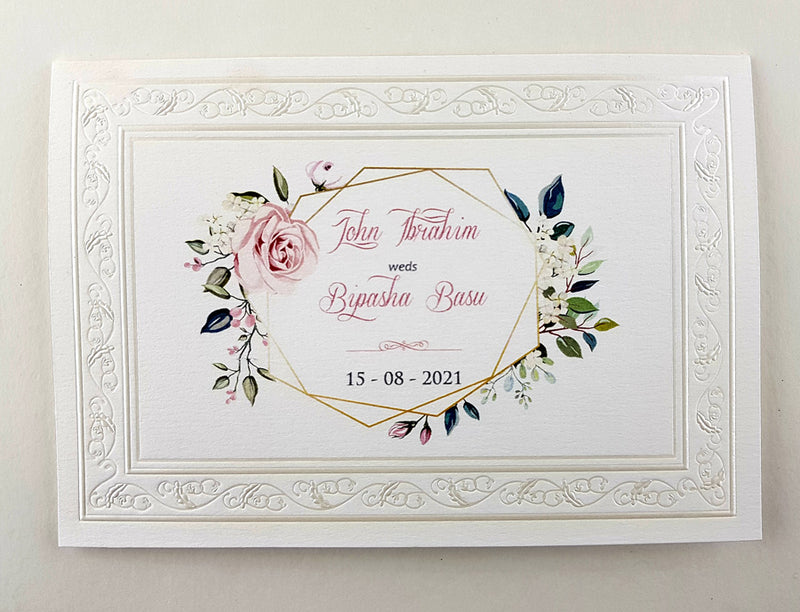 Panache 3077 Ivory nouveau floral embossed card