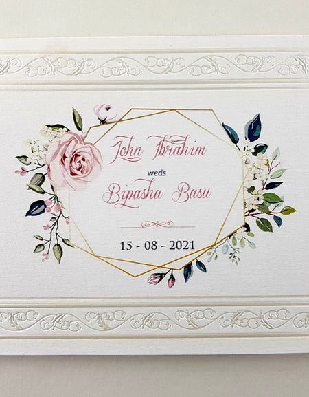 Panache 3077 Ivory nouveau floral embossed card