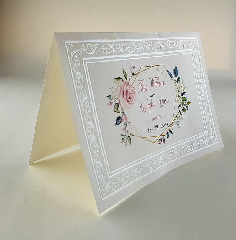 Panache 3077 Ivory nouveau floral embossed card