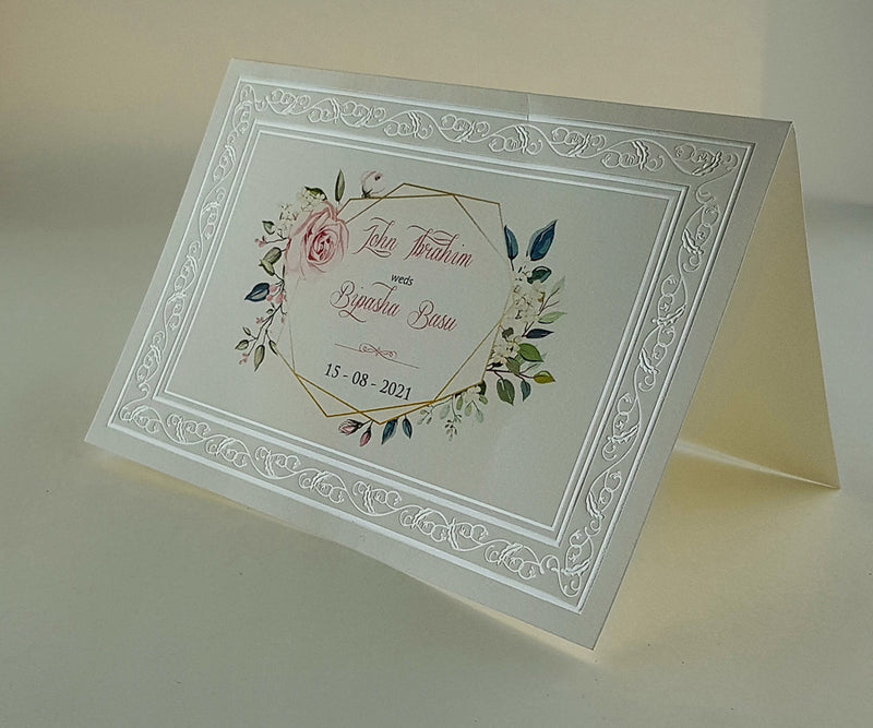 Panache 3077 Ivory nouveau floral embossed card