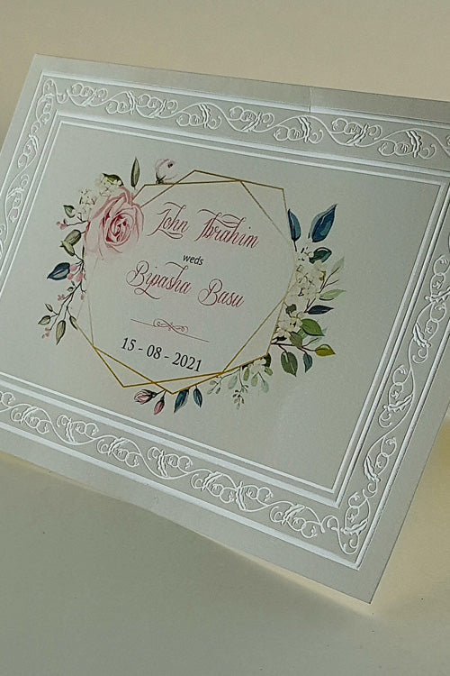 Load image into Gallery viewer, Panache 3077 Ivory nouveau floral embossed card
