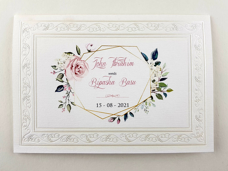 Panache 3077 Ivory nouveau floral embossed card