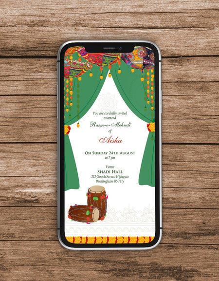 Paperless Digital Mehndi/ Dholki / Sangeet Invitation 317