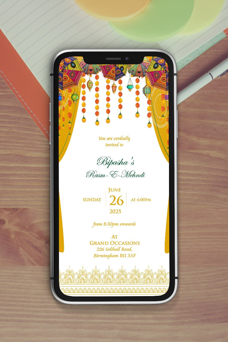 Paperless Digital Mehndi/ Dholki / Sangeet Invitation 322