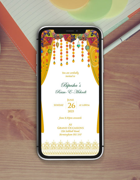 Paperless Digital Mehndi/ Dholki / Sangeet Invitation 322