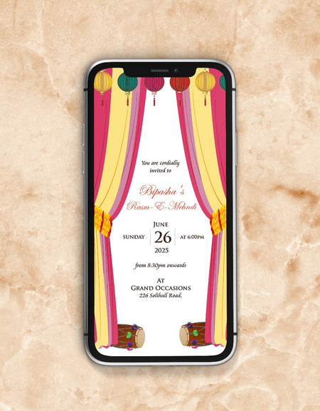 Paperless Digital Mehndi/ Dholki / Sangeet Invitation 323