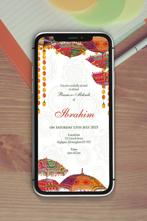 Load image into Gallery viewer, Paperless Digital Mehndi/ Dholki / Sangeet Invitation 326
