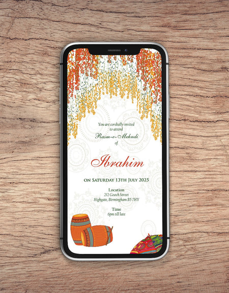 Paperless Digital Mehndi/ Dholki / Sangeet Invitation 328