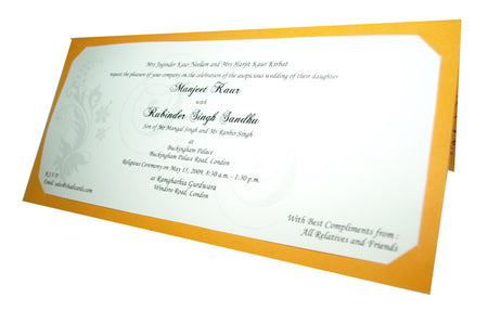 Maroon and Orange / old gold Flourish Wedding invitation ABC 446