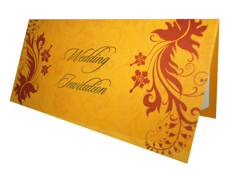 Maroon and Orange / old gold Flourish Wedding invitation ABC 446