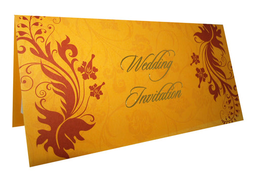 Load image into Gallery viewer, Maroon and Orange / old gold Flourish Wedding invitation ABC 446
