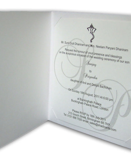 ABC 529 Red and pink damask lace Hindu Ganesh invitation