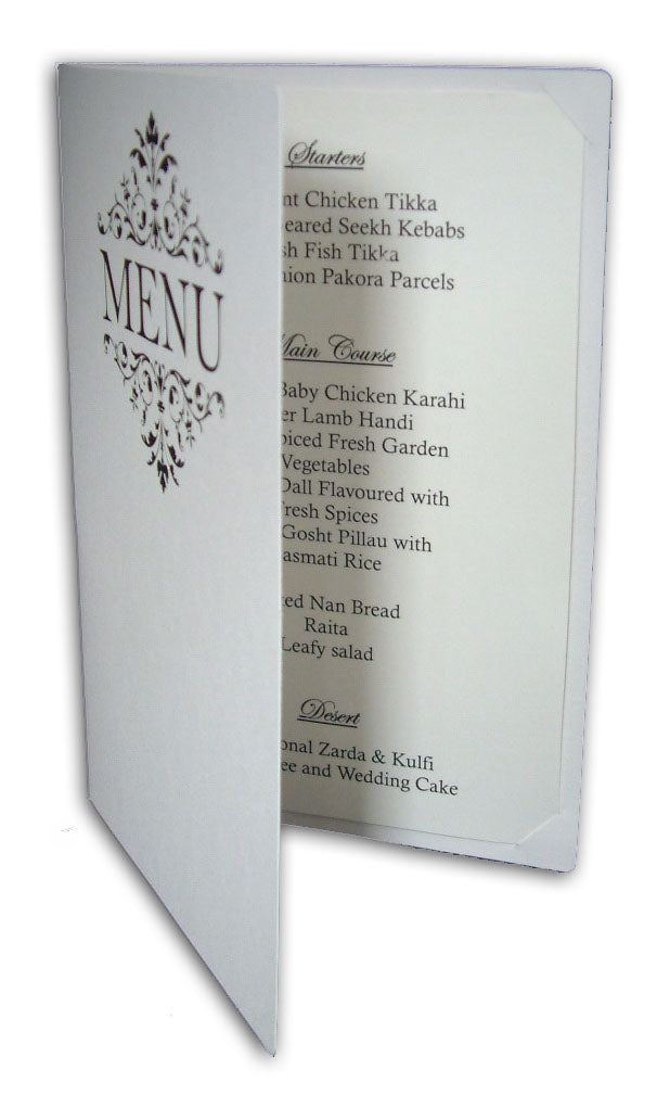 ABC 532 Personalised white and silver table party menu