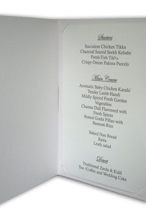 Load image into Gallery viewer, ABC 532 Personalised white and silver table party menu
