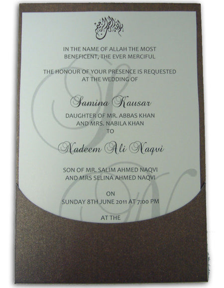 ABC 546 chocolate brown muslim sleeve invites