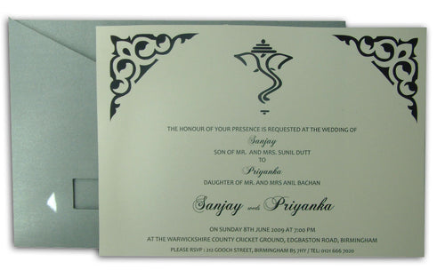 Load image into Gallery viewer, ABC 466 antique silver sleeve Hindu invitation
