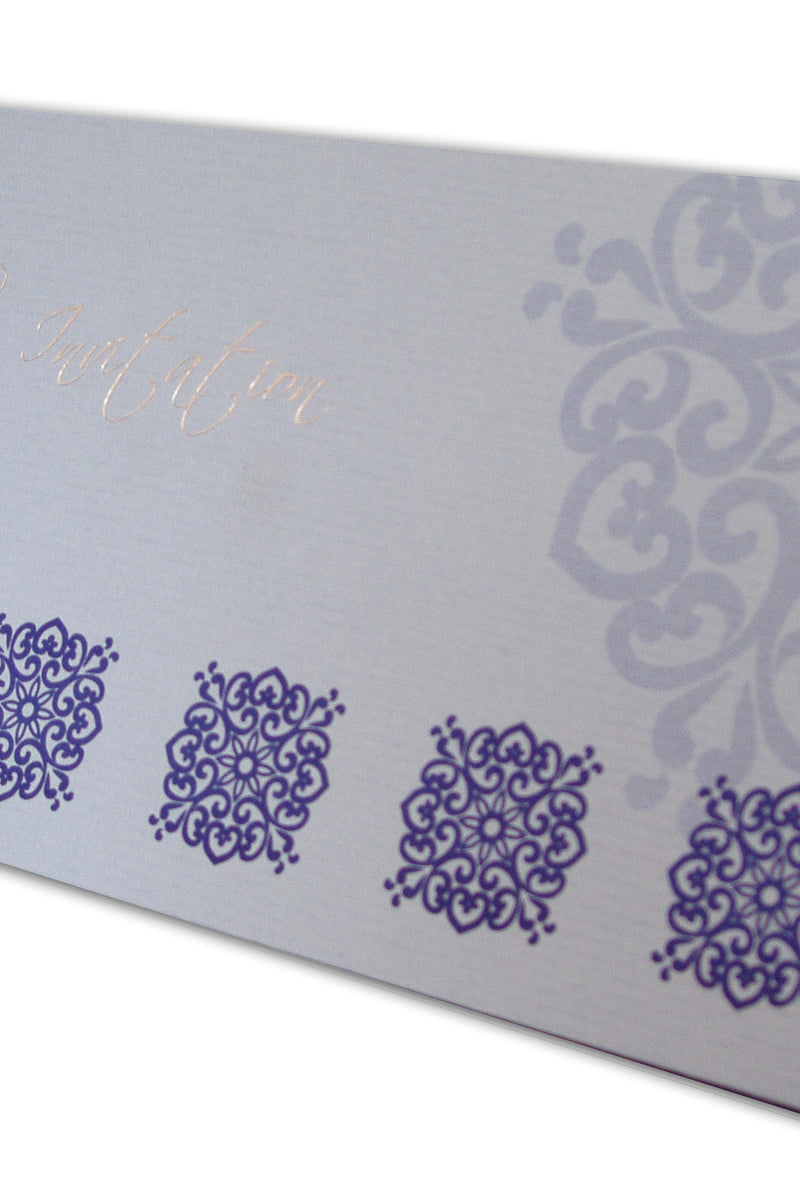ABC 504 light blue textured wedding invitation