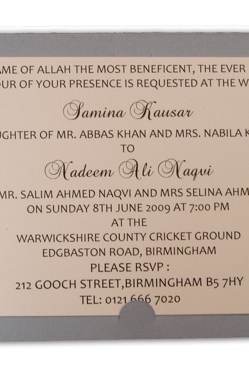 ABC 504 light blue textured wedding invitation